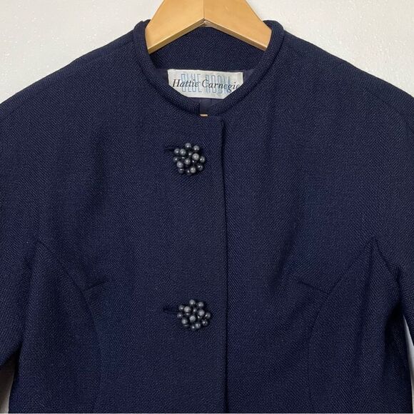 Hattie Carnegie Textured Jacket Vintage 50s Collarless Topper Crop Small Medium - Picture 6 of 10